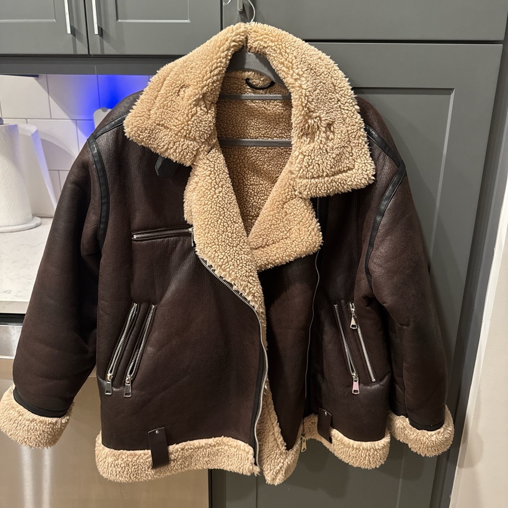 Brown Shearling Aviator Jacket